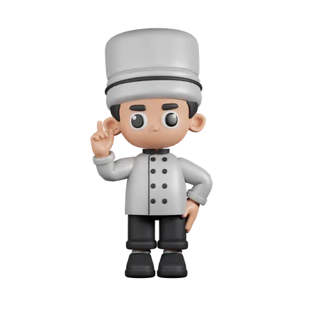 Chef apuntando hacia arriba  3D Illustration