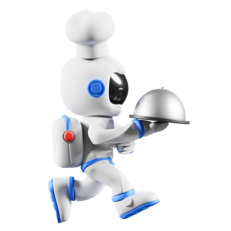 Chef astronauta com bandeja de servir  3D Icon