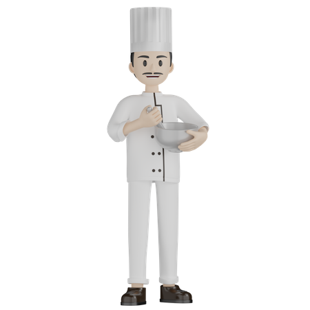 Chef masculino batiendo algo  3D Illustration