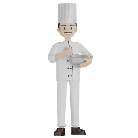 Chef masculino batiendo algo  3D Illustration