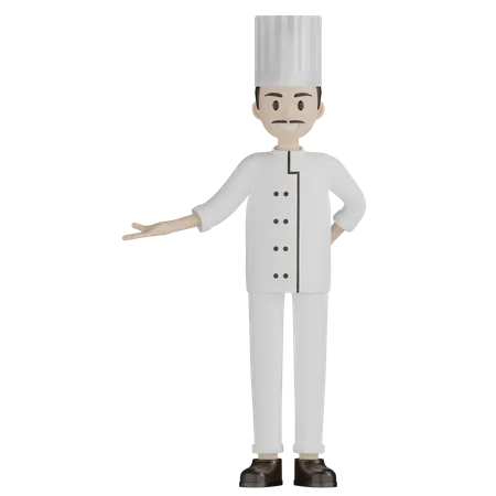 Chef dando la bienvenida  3D Illustration