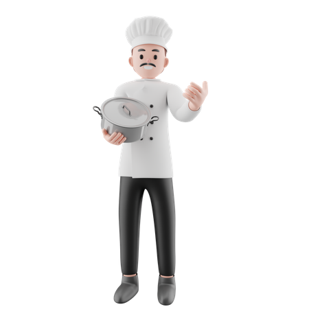 Chef dando la bienvenida  3D Illustration