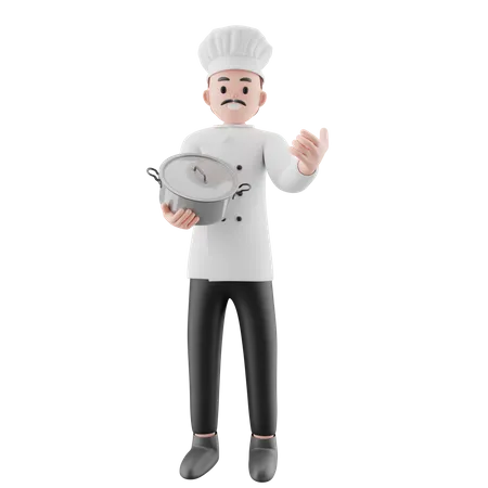 Chef dando la bienvenida  3D Illustration