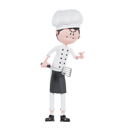 Pose de chef com raiva e em pé  3D Illustration