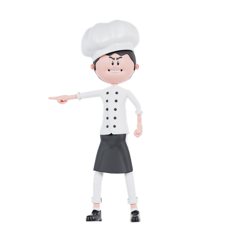 Pose de chef com raiva enquanto aponta  3D Illustration