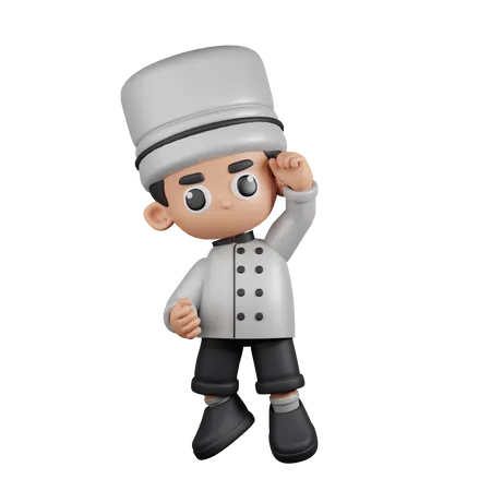 Chef con felicitaciones  3D Illustration