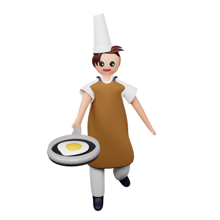 Chef cooking egg recipe  3D Icon