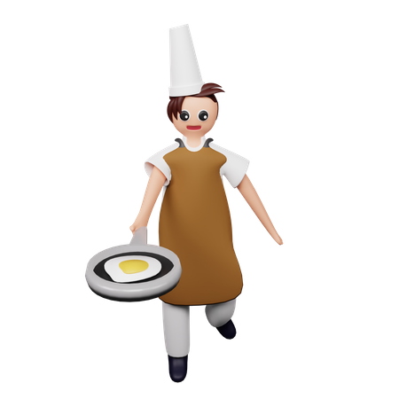 Chef cooking egg recipe  3D Illustration