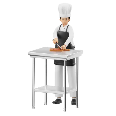 Chef corta chiles picantes  3D Illustration