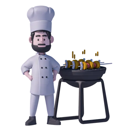 Chef masculino cozinhando  3D Icon