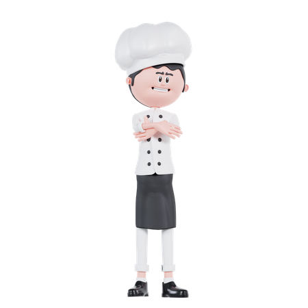 Chef Cross The Hand  3D Illustration