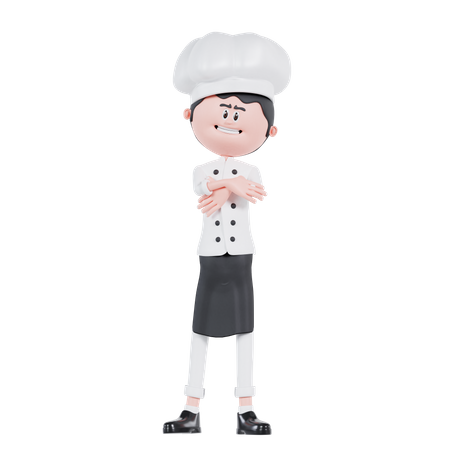 Chef Cross The Hand  3D Illustration