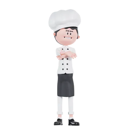 Chef Cross The Hand  3D Illustration