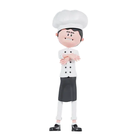 3 D Cartoon Chef Cross The Hand 3D Illustration