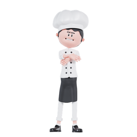 Chef cruza a mão  3D Illustration
