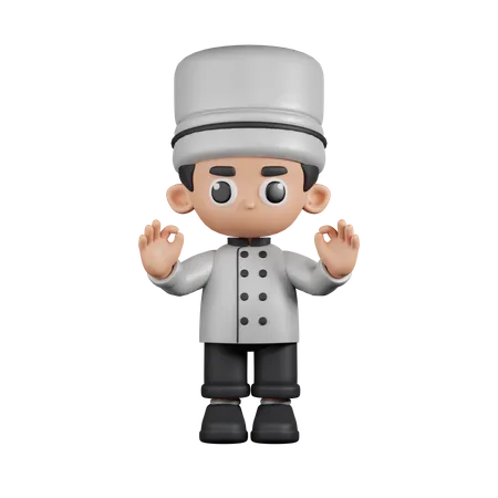 Chef fazendo um gesto com a mão ok  3D Illustration