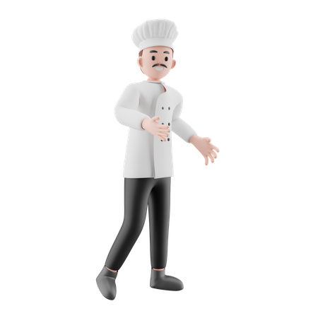 Chef cuisinier debout  3D Illustration