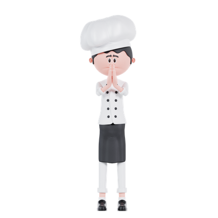 Pose de disculpa del chef  3D Illustration