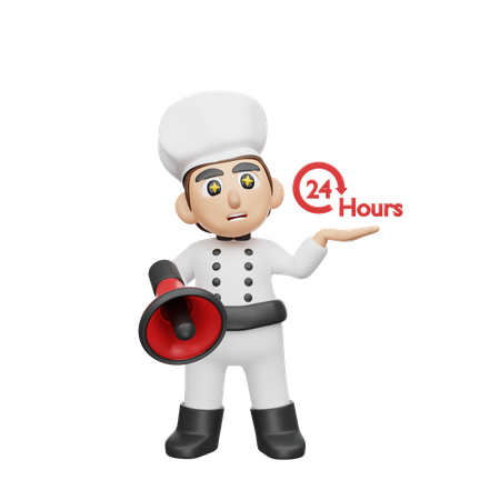 Chef Doing Announcement  3D Illustration