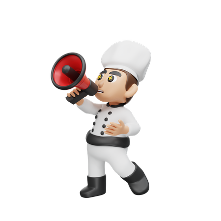 Chef Doing Announcement  3D Illustration