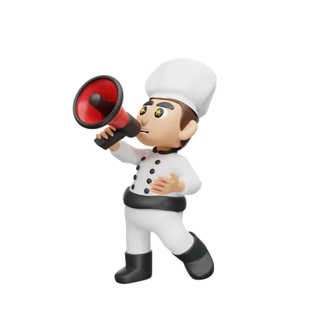 Chef Doing Announcement  3D Illustration