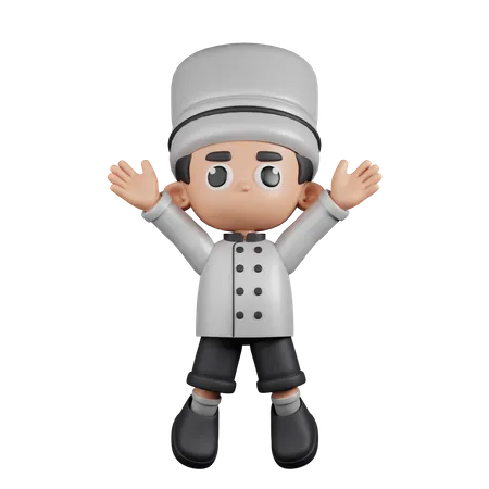 Chef Doing Jumping Celebration  3D Illustration