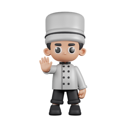 Chef Doing The Stop Sign  3D Illustration