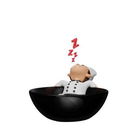 Chef cuisinier qui dort  3D Illustration