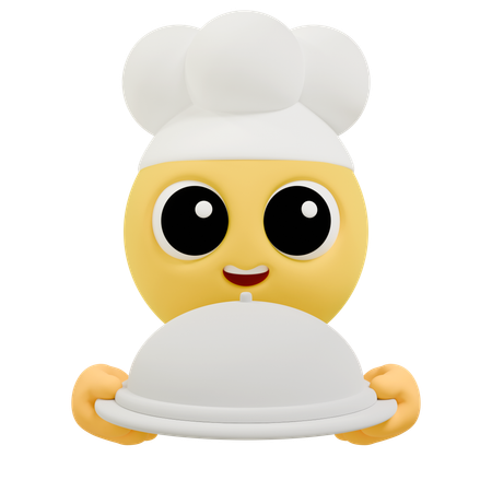 Chef Emoji Culinary With Cloche  3D Icon