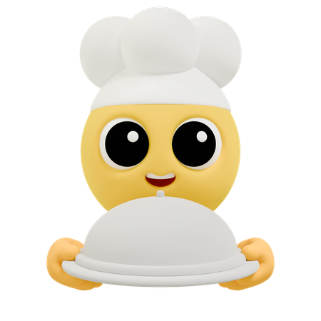 Koch Emoji kulinarisch mit Cloche  3D Icon