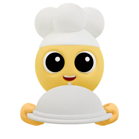 Koch Emoji kulinarisch mit Cloche  3D Icon