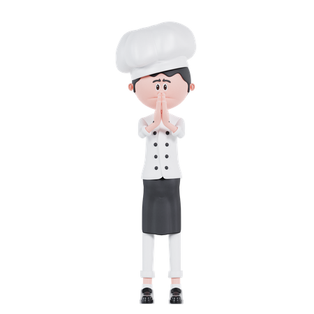 Le chef pose en s'excusant  3D Illustration