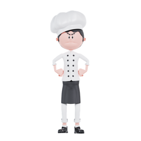 Pose enojada del chef  3D Illustration