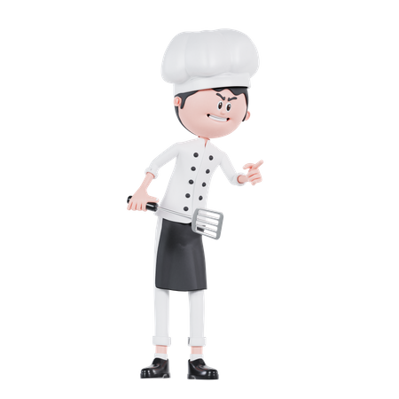 Pose enojada del chef y de pie  3D Illustration