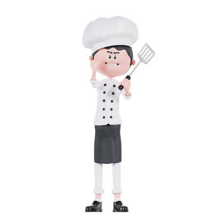 Chef Enthusiastically Pose  3D Illustration