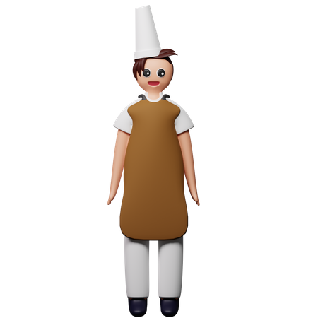 Chef esperando clientes  3D Illustration