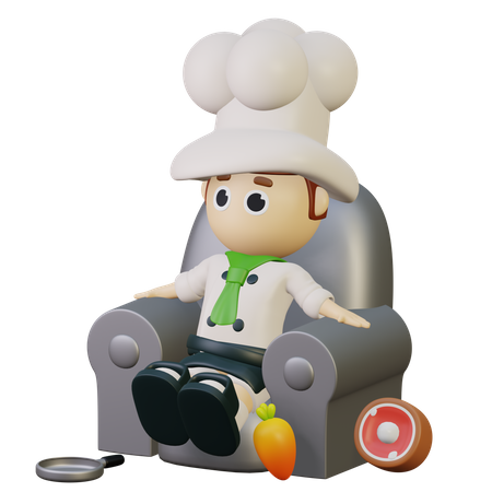 Chef esperando pedido de comida  3D Illustration