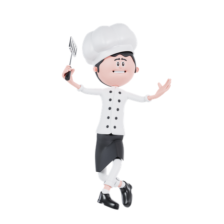 El chef esta bailando  3D Illustration