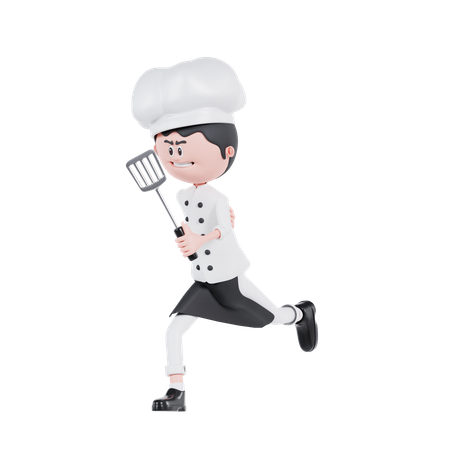 El chef esta corriendo  3D Illustration