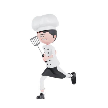 El chef esta corriendo  3D Illustration