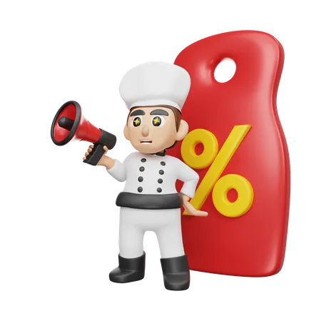 Chef fazendo anúncio  3D Illustration