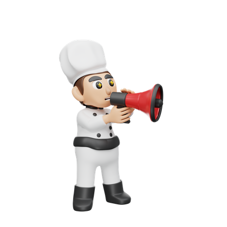 Chef fazendo anúncio  3D Illustration