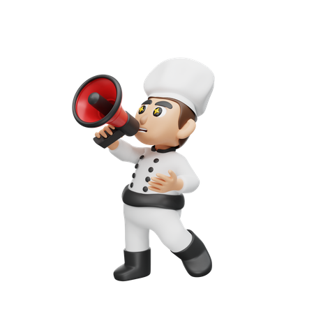 Chef fazendo anúncio  3D Illustration