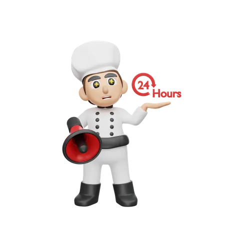 Chef fazendo anúncio  3D Illustration