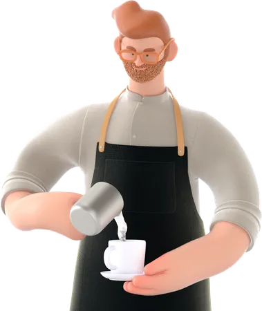 Chef fazendo café  3D Illustration