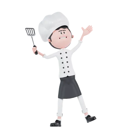 Pose feliz del chef  3D Illustration