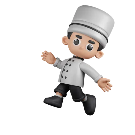 Chef feliz pulando  3D Illustration