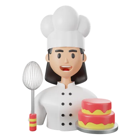 Chef feminina  3D Icon