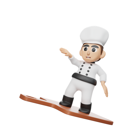 Chef Flying On Board  3D Icon