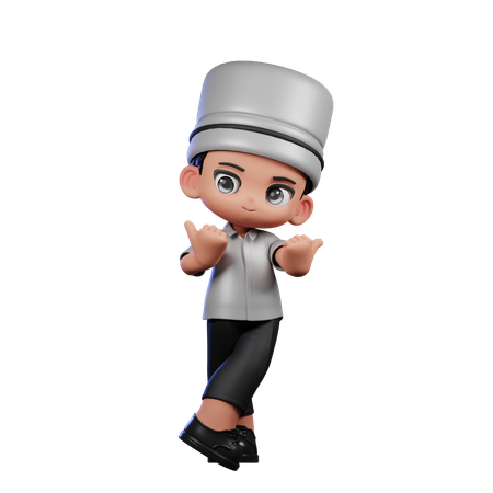 Chef fofo apontando para o lado  3D Illustration